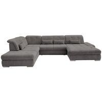 Wohnlandschaft Dalida Braun/Grau Chenille - Chromfarben/Braun, Design, Textil/Metall (254/376/195cm) - Livetastic