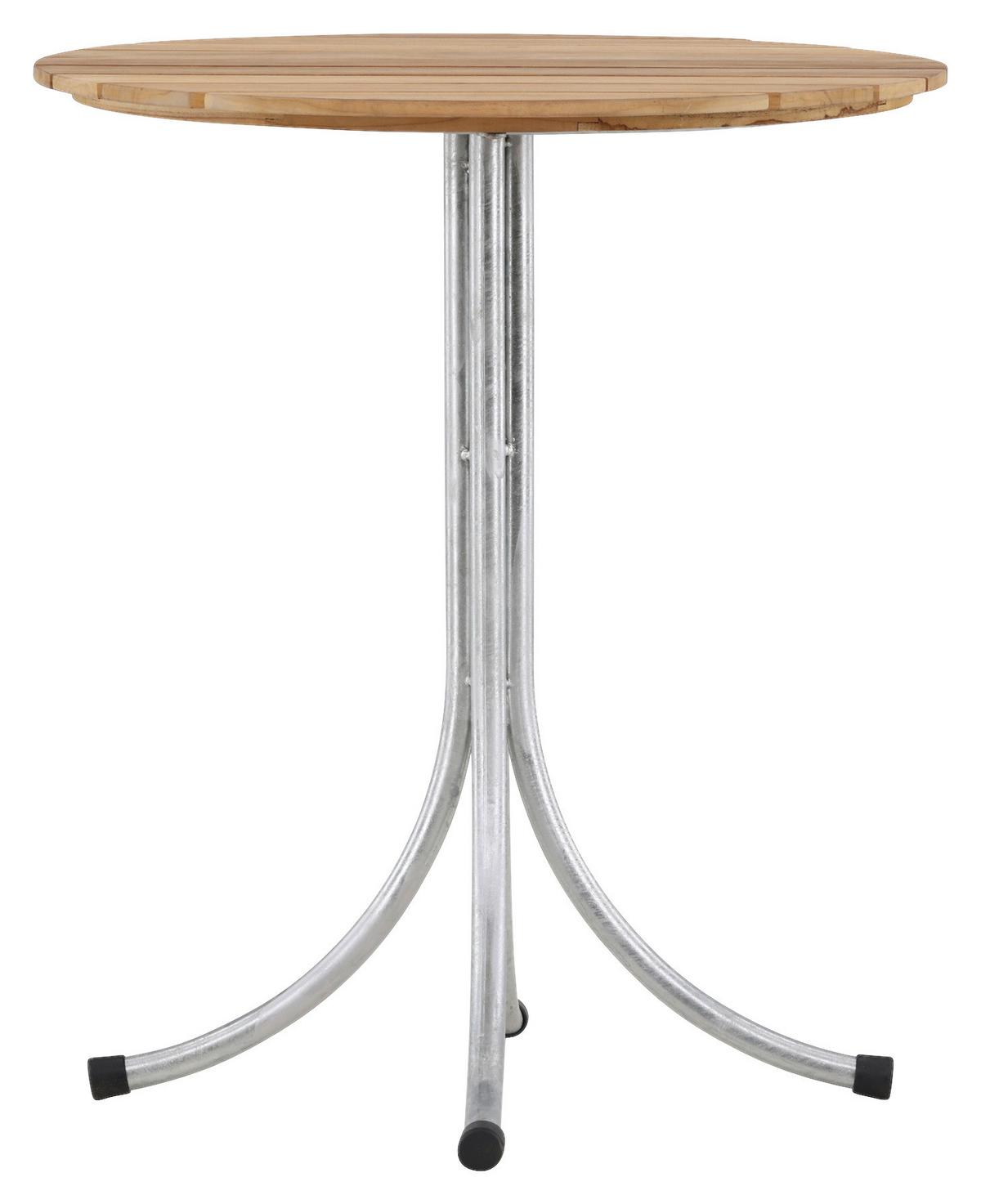 Gartentisch Holmsund ca. 65x65x75cm Teakholz/Silber - Silberfarben/Teakfarben, KONVENTIONELL, Holz/Metall (65/65/75cm) - Gardenson