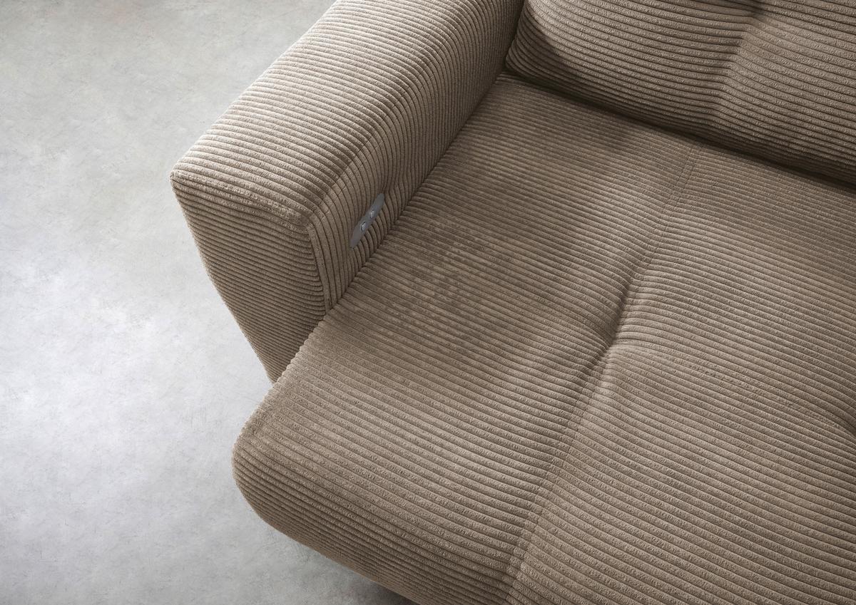 Wohnlandschaft Restato Graubraun Cord - Graubraun/Schwarz, MODERN, Holz/Textil (246/177cm) - MID.YOU