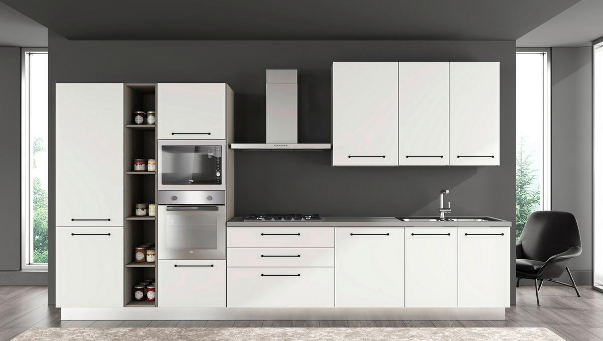 Kuhinjski Blok Line, Z Aparati, 390 Cm - črna/bela, Moderno, kovina/leseni material (390/60/216/240cm) - Mömax
