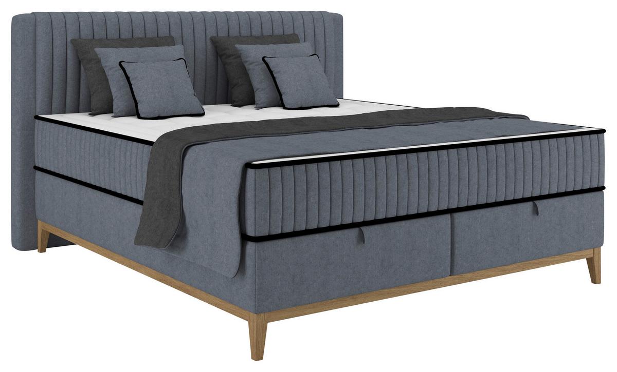 Bett Elena Blau ca. 160x200cm - Blau, KONVENTIONELL, Holz/Holzwerkstoff (160/200cm) - Sembella