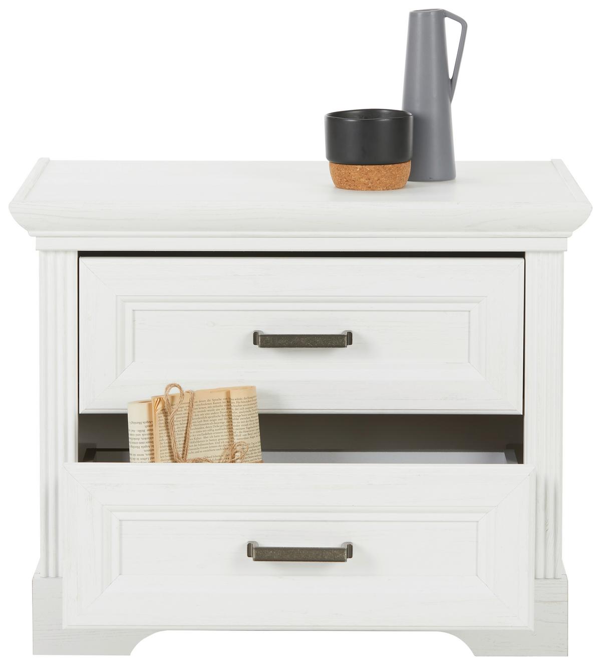 Noptieră MARILOU - alb, Romantik / Landhaus, material pe bază de lemn (65/52/41cm) - Premium Living