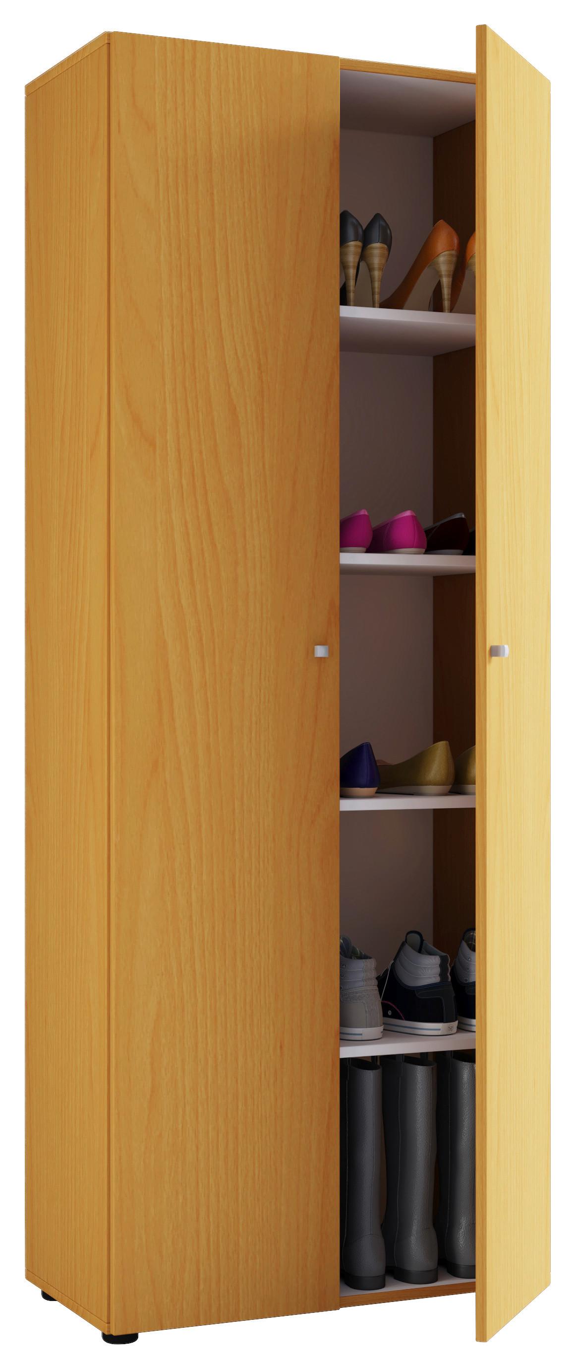 Schuhschrank Vandol I 5 Dt - Buchefarben/Silberfarben, Design, Holzwerkstoff/Kunststoff (71/180/39cm) - MID.YOU