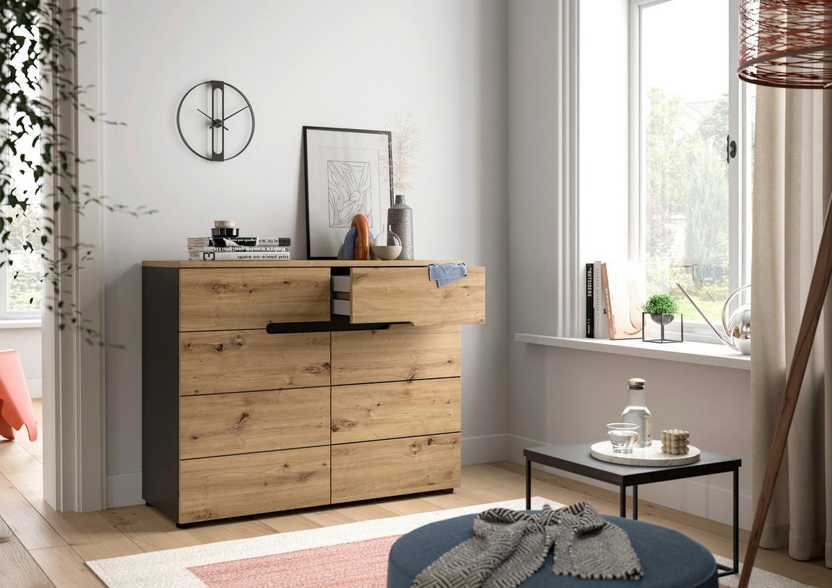 Kommode Canu ca. 100x81 cm Eiche/Grau - KONVENTIONELL, Holzwerkstoff (100/81/40cm) - MID.YOU