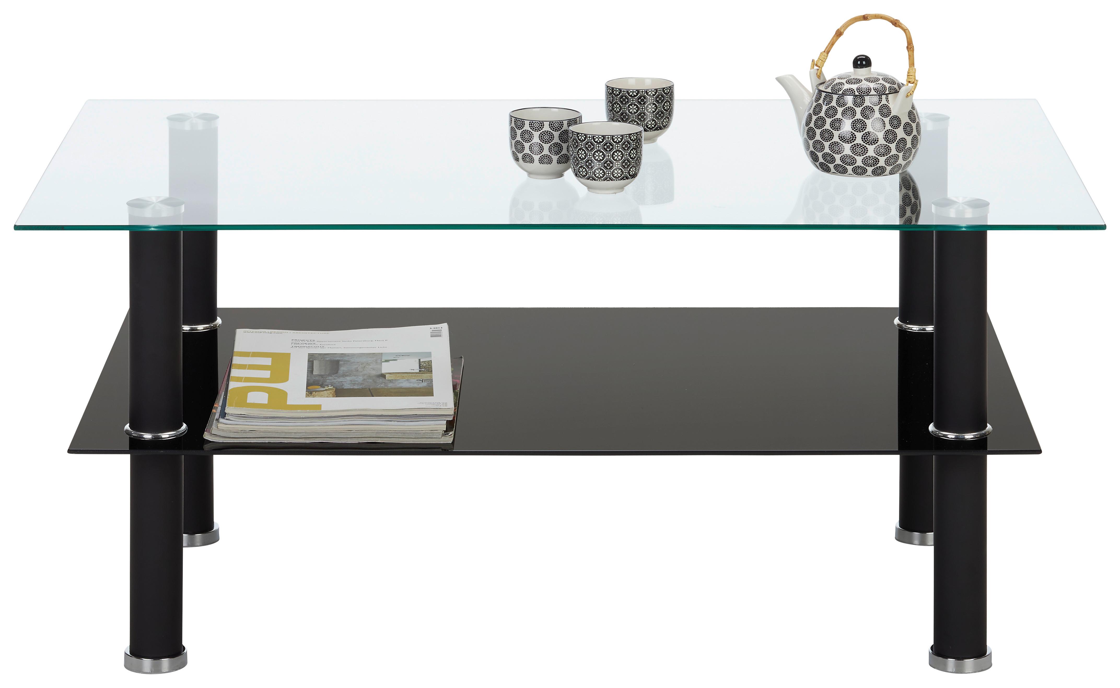 Couchtisch Daytona II Transparent mit Ablagefläche - Klar/Schwarz, MODERN, Glas/Metall (100/45/60cm) - Based