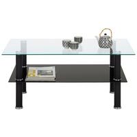 Couchtisch aus Glas ca. 100x45x60cm - Klar/Schwarz, Modern, Glas/Metall (100/45/60cm) - Based