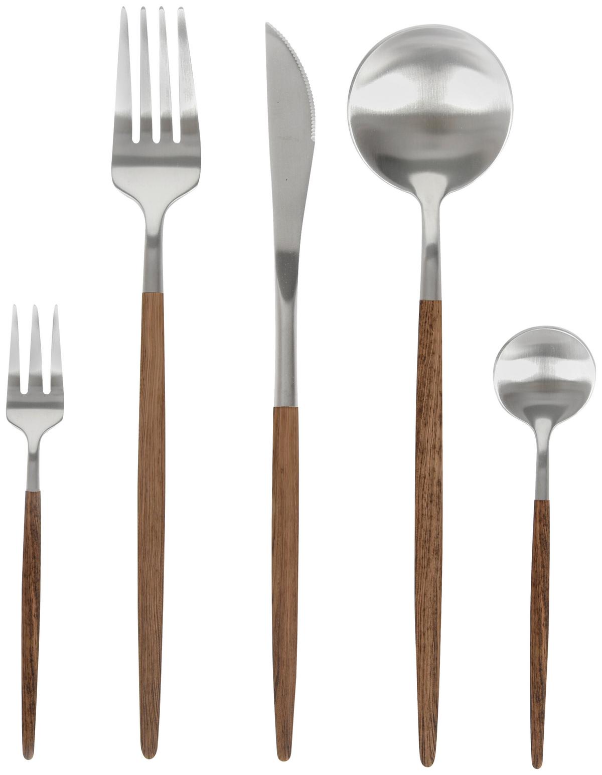 ZESTAW SZTUĆCÓW WOOD - kolor akacjowy/kolor stalowy, Design, metal - Novel