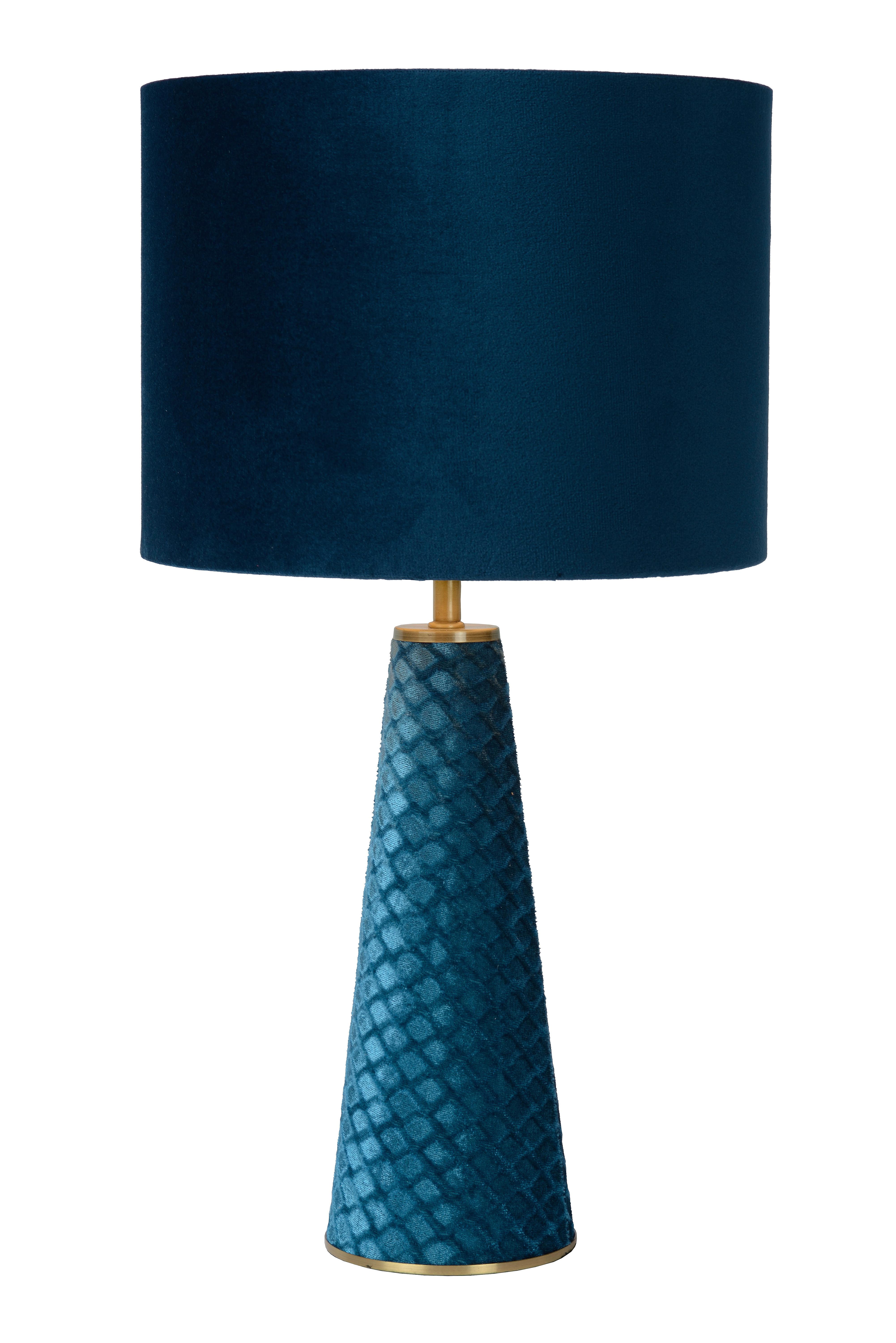 LAMPA STOŁOWA 10501/81/37 VELVET - turkusowy/kolor złoty, Design, metal/tkanina (25/47cm) - Lucide