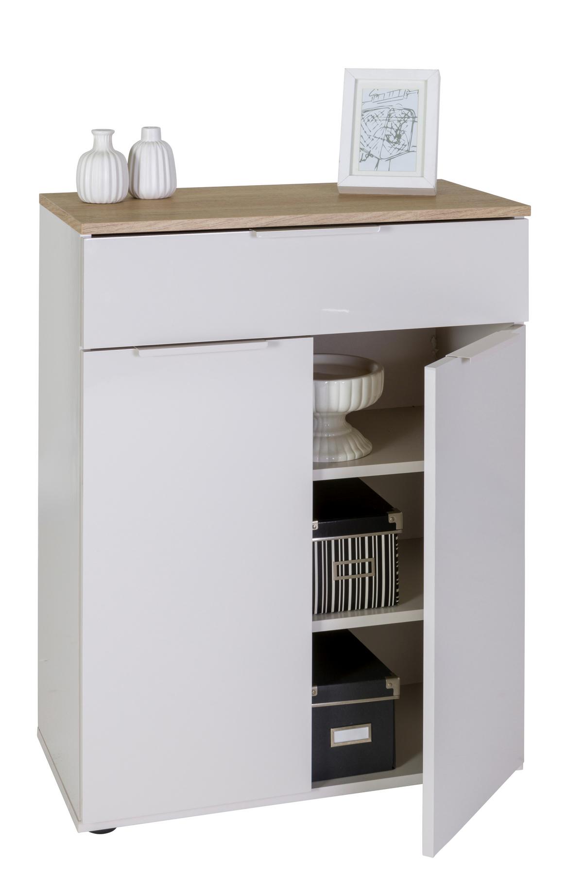 Kommode Macchiato Eiche-/Kaschmirfarben - Kaschmir/Eichefarben, MODERN, Holzwerkstoff/Metall (69/88,5/30cm) - Mömax