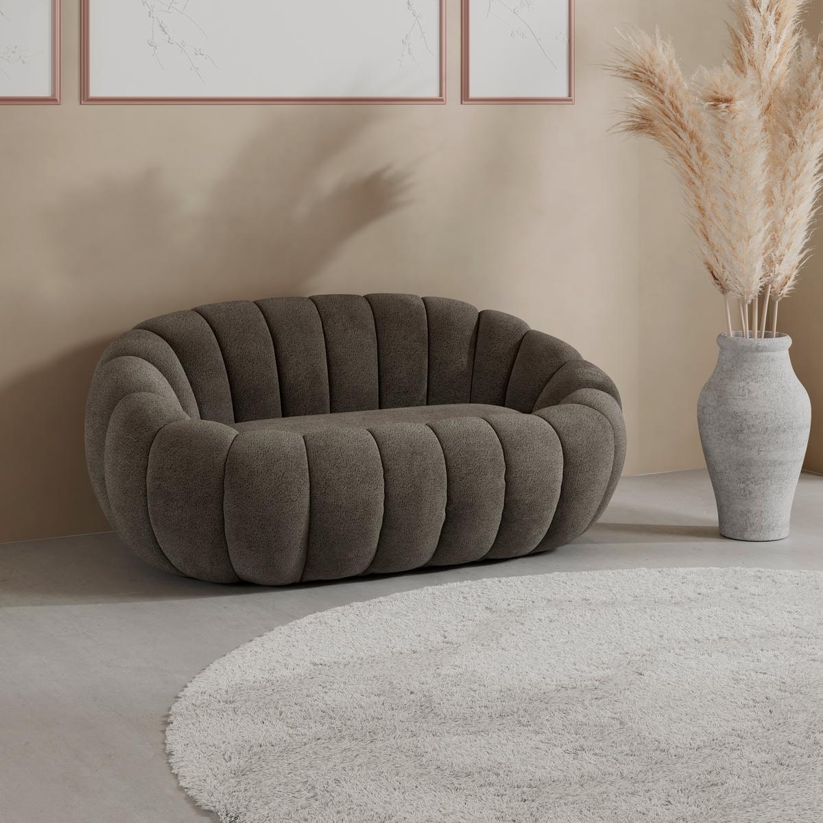 Sofa Lena Chenille Dunkelgrau - Hellbraun/Dunkelgrau, MODERN, Holz/Textil (150/62/92cm)