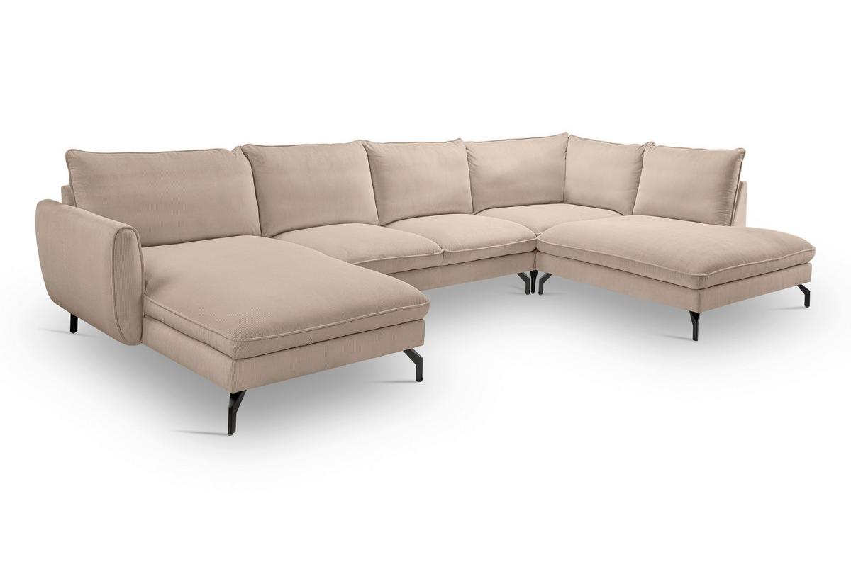 Wohnlandschaft Toronto Beige - Beige/Schwarz, Basics, Holz/Textil (165/361/168cm) - MID.YOU