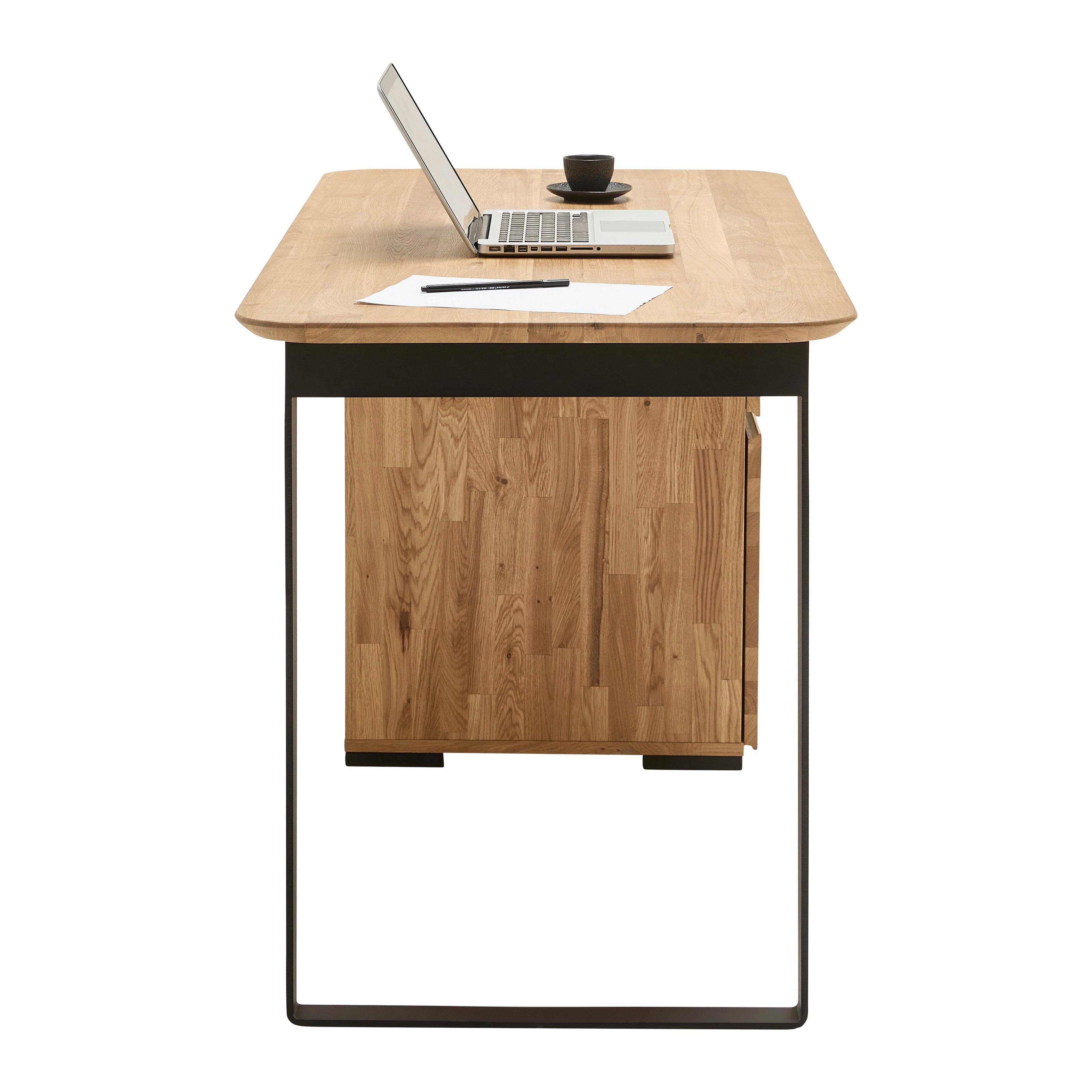 SKRIVBORD ALBERO - svart/naturfärgad, Modern, metall/trä (140/65/77cm) - Based