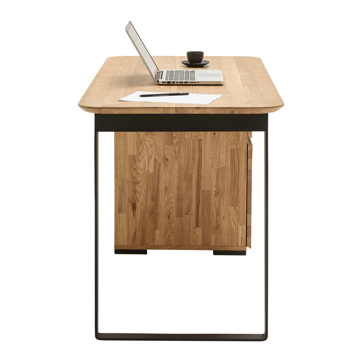 Schreibtisch Albero Naturfarben/Schwarz - Schwarz/Naturfarben, MODERN, Holz/Metall (140/65/77cm) - Premium Living