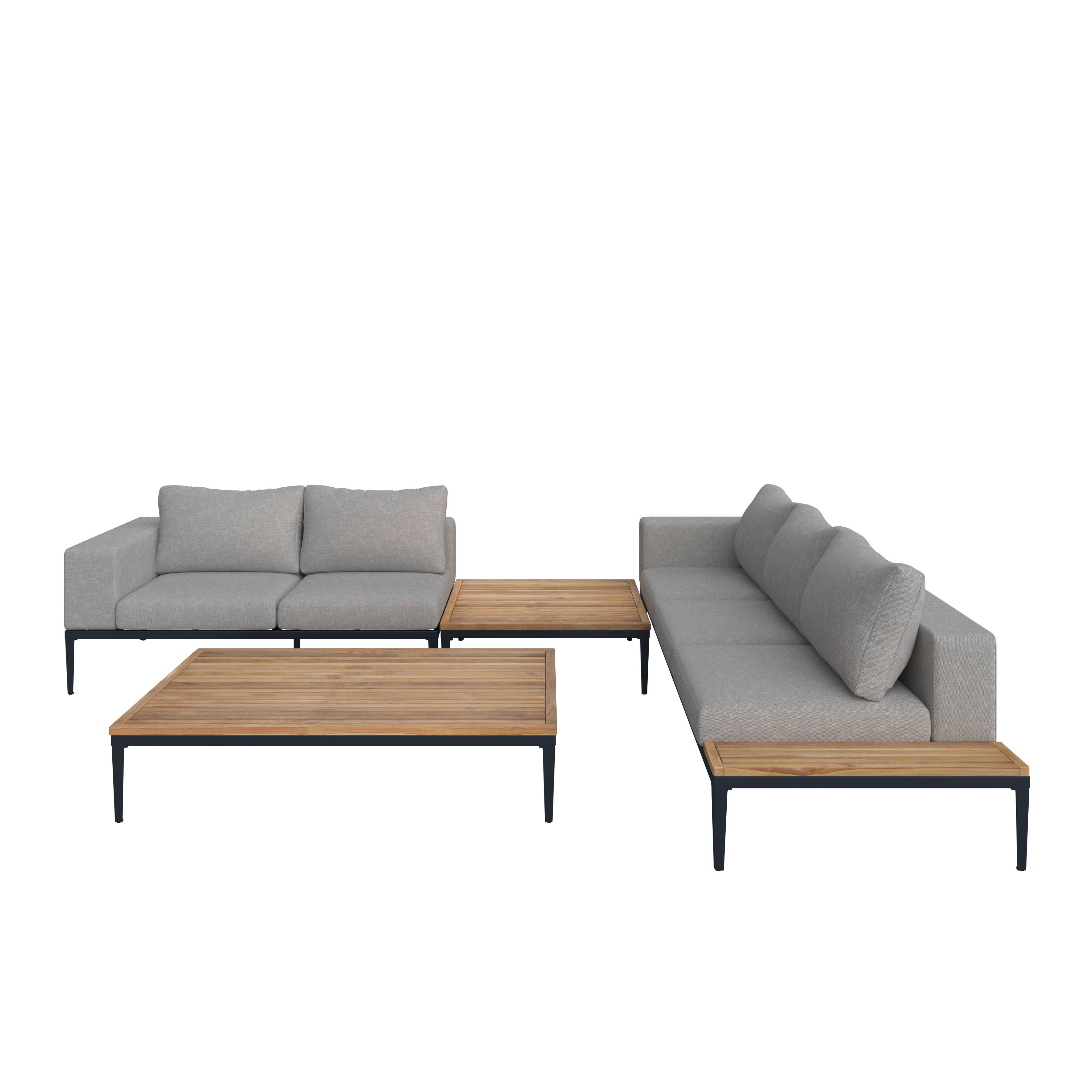 Loungegarnitur "Aurelia", hell/dunkelgrau, Holz/Metall - Dunkelgrau/Hellgrau, Modern, Holz/Textil (248/62,5/90cm) - Bessagi Garden