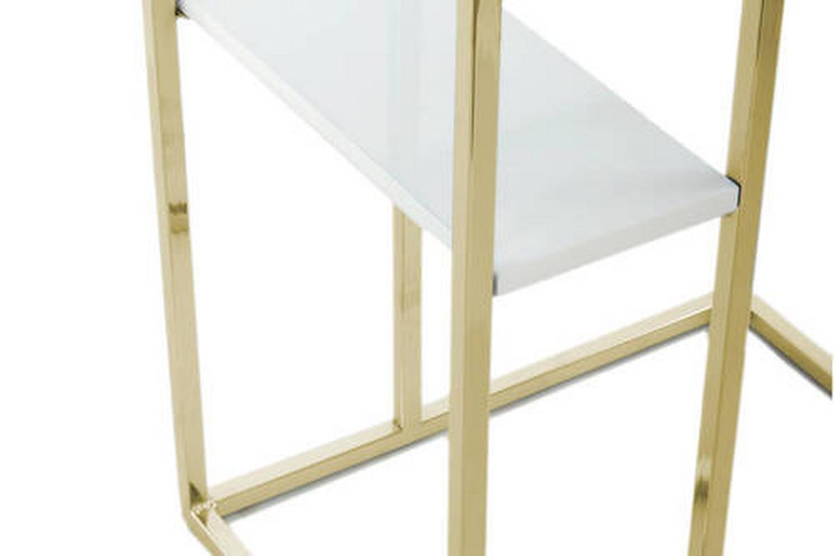 BEISTELLTISCH 7SR5F-GLD - Weiss/Goldfarben, Modern, Metall (48/35/62cm) - Kayoom