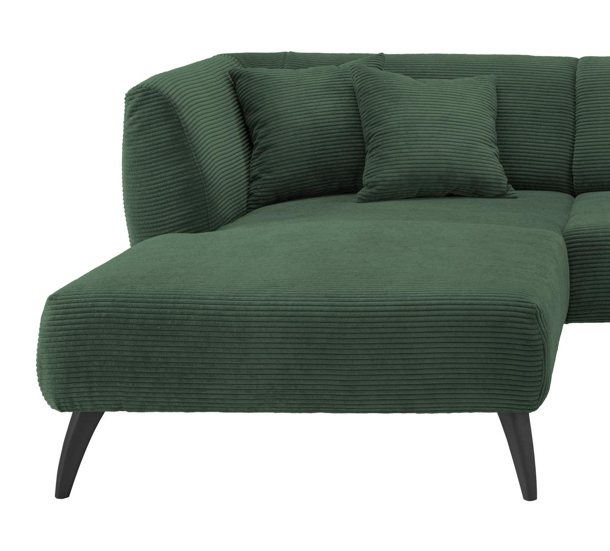 Wohnlandschaft Colori Dunkelgrün Cord - Dunkelgrün/Schwarz, MODERN, Holz/Textil (160/264cm) - MID.YOU