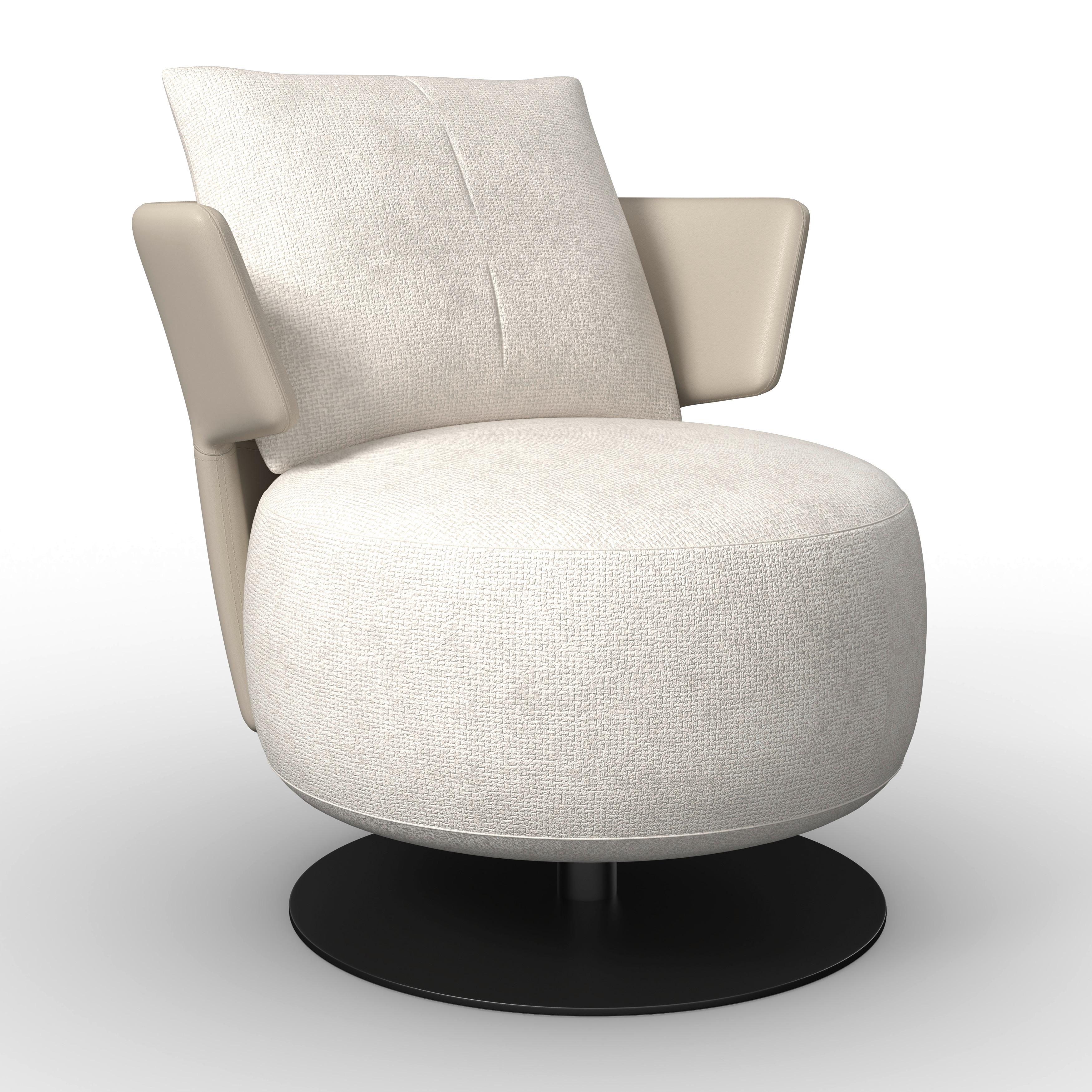 Relaxsessel Nora Beige Webstoff - Beige/Schwarz, MODERN, Holz/Textil (80/80/80cm) - Bessagi Home