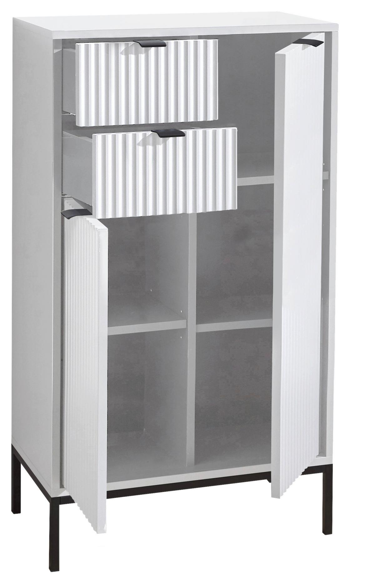 KOMODA WYSOKA LUCERA - antracytowy/biały, Modern, materiał drewnopochodny/tworzywo sztuczne (60/106/32cm) - MID.YOU