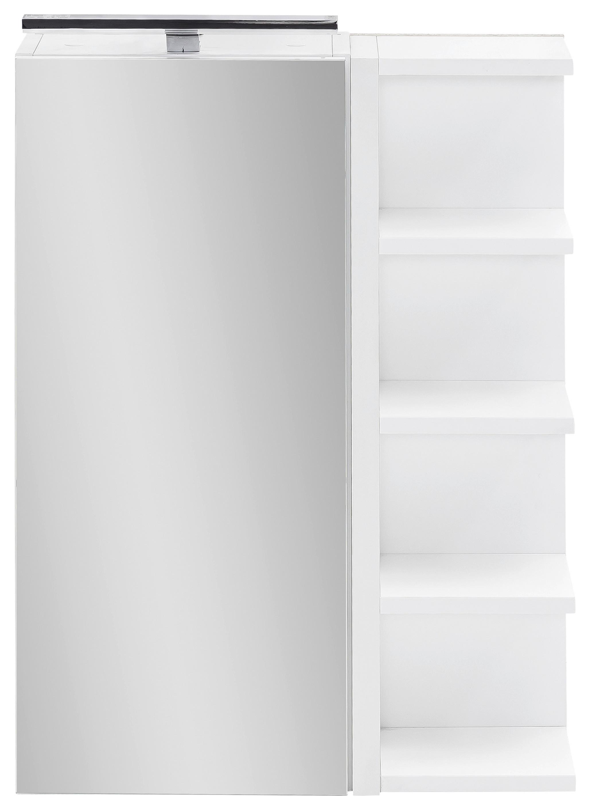 Spiegelschrank Matteo mit LED Weiß 1-türig - MODERN, Glas/Holzwerkstoff (51,3/75/16cm) - MID.YOU