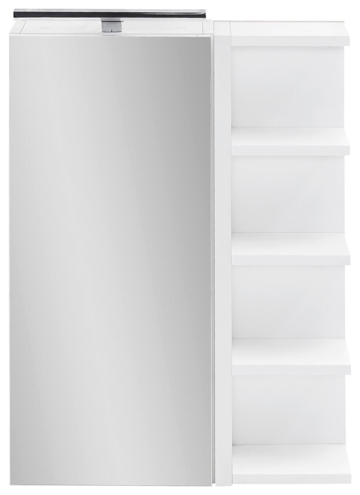 Spiegelschrank Matteo mit LED Weiß 1-türig - MODERN, Glas/Holzwerkstoff (51,3/75/16cm) - MID.YOU