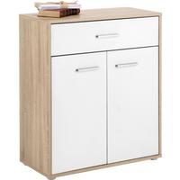 Kommode in Weiß/Eichefarben - Chromfarben/Eichefarben, KONVENTIONELL, Holzwerkstoff (68/80/34cm) - Based