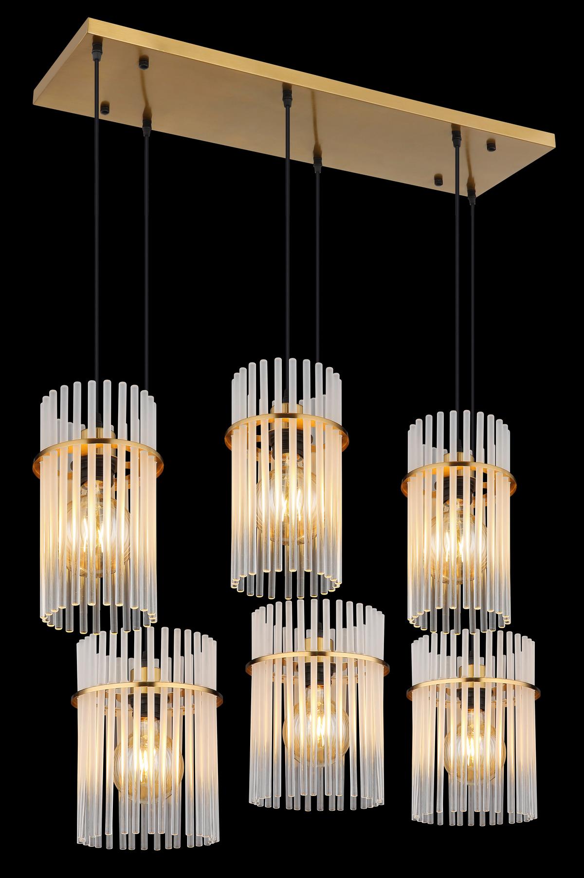 HÄNGELEUCHTE 15698-6HM GORLEY - Klar/Weiss, Trend, Glas/Kunststoff (92,5/35,5/125cm) - Globo