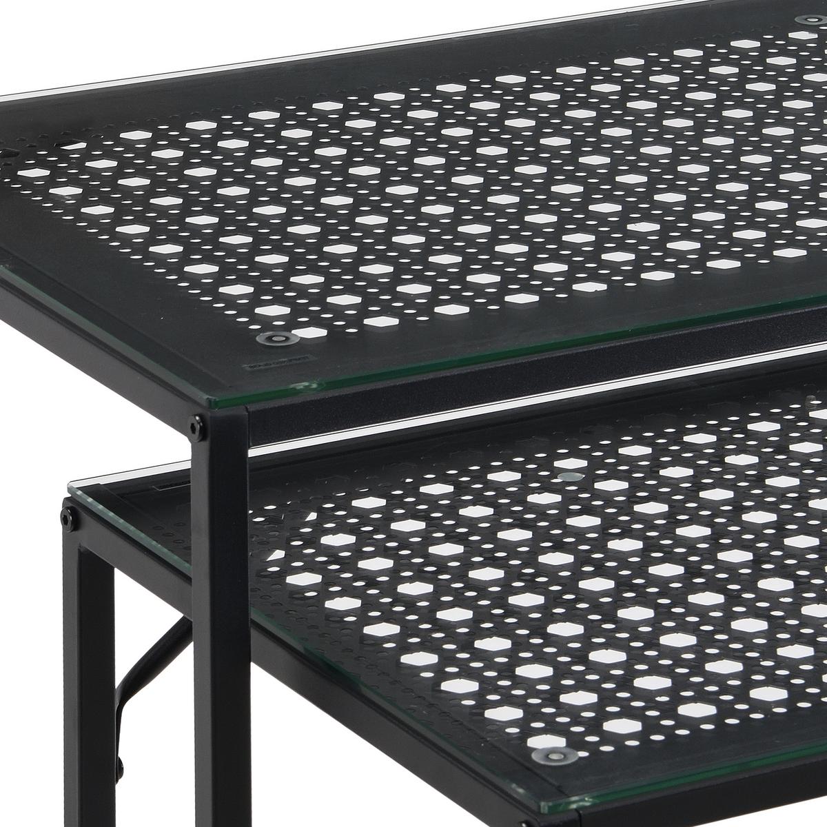 Beistelltischset Wl7.331 - Schwarz, Design, Glas/Metall (100/40/77cm) - MID.YOU