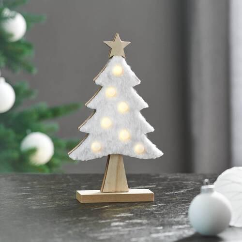 LED-díszlámpa Camille - fehér, textil/fa (14/20cm) - Premium Living