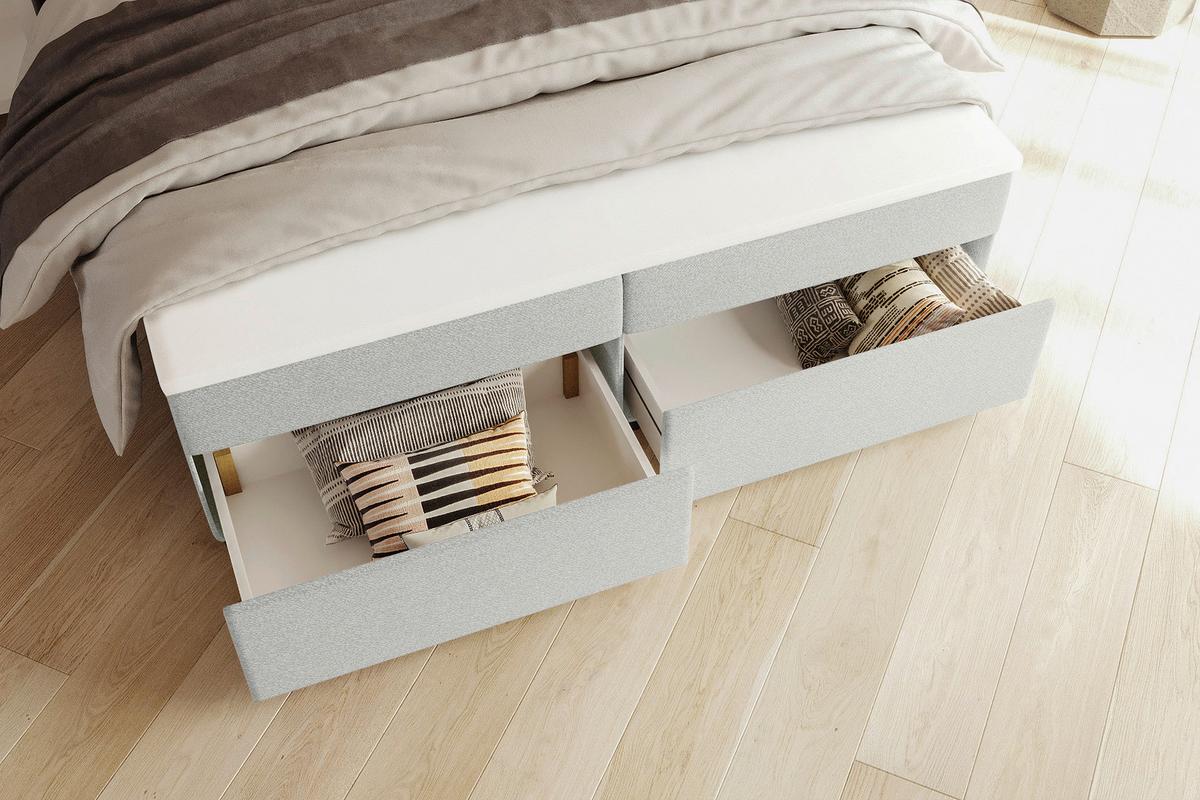 Boxbett Odin Hellgrau ca. 180x200cm - Hellgrau/Schwarz, KONVENTIONELL, Kunststoff/Textil (180/200cm) - Based