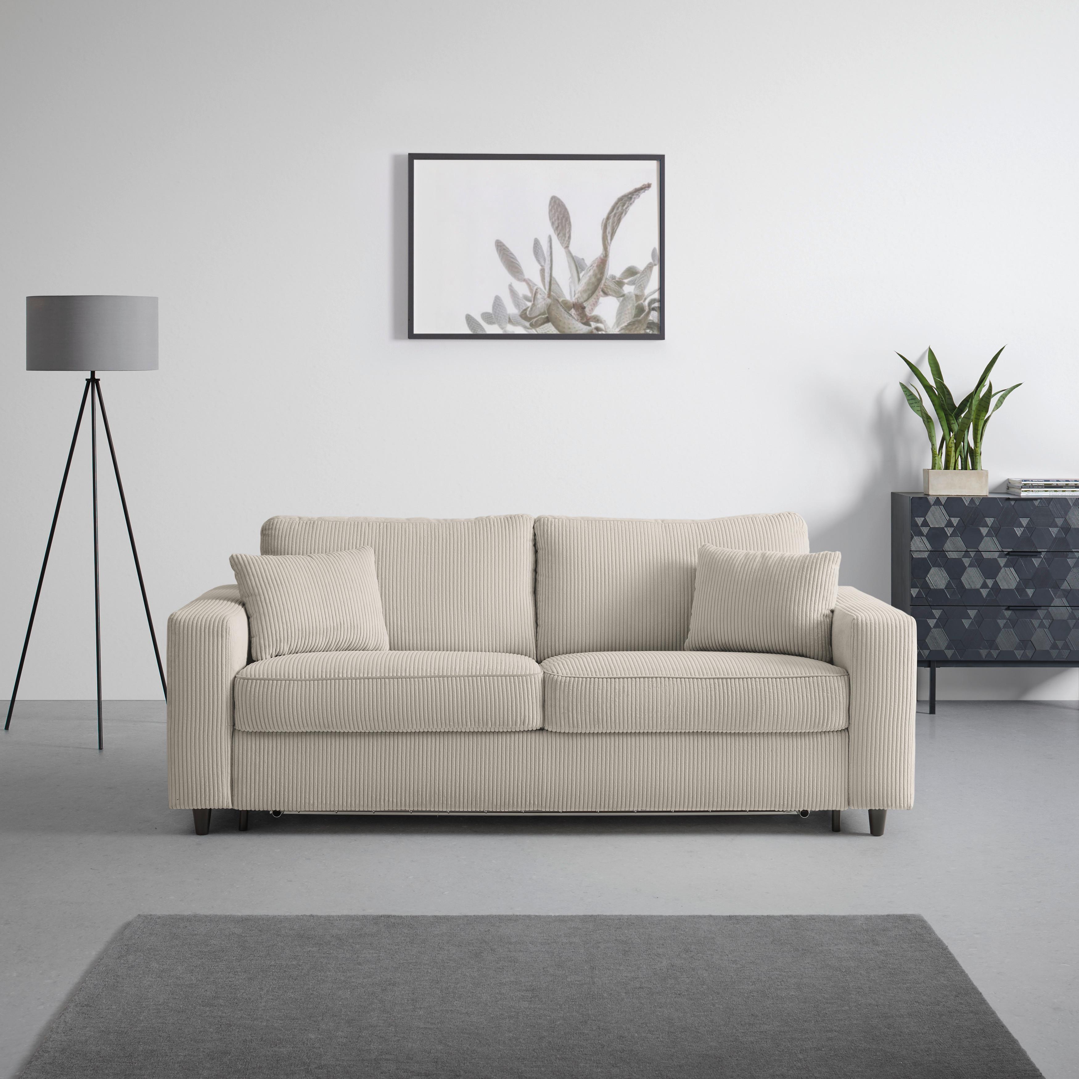 Zofa S Posteljno Funkcijo Agneta - rjavosiva/črna, Moderno, tekstil/les (200/83/97cm) - Premium Living
