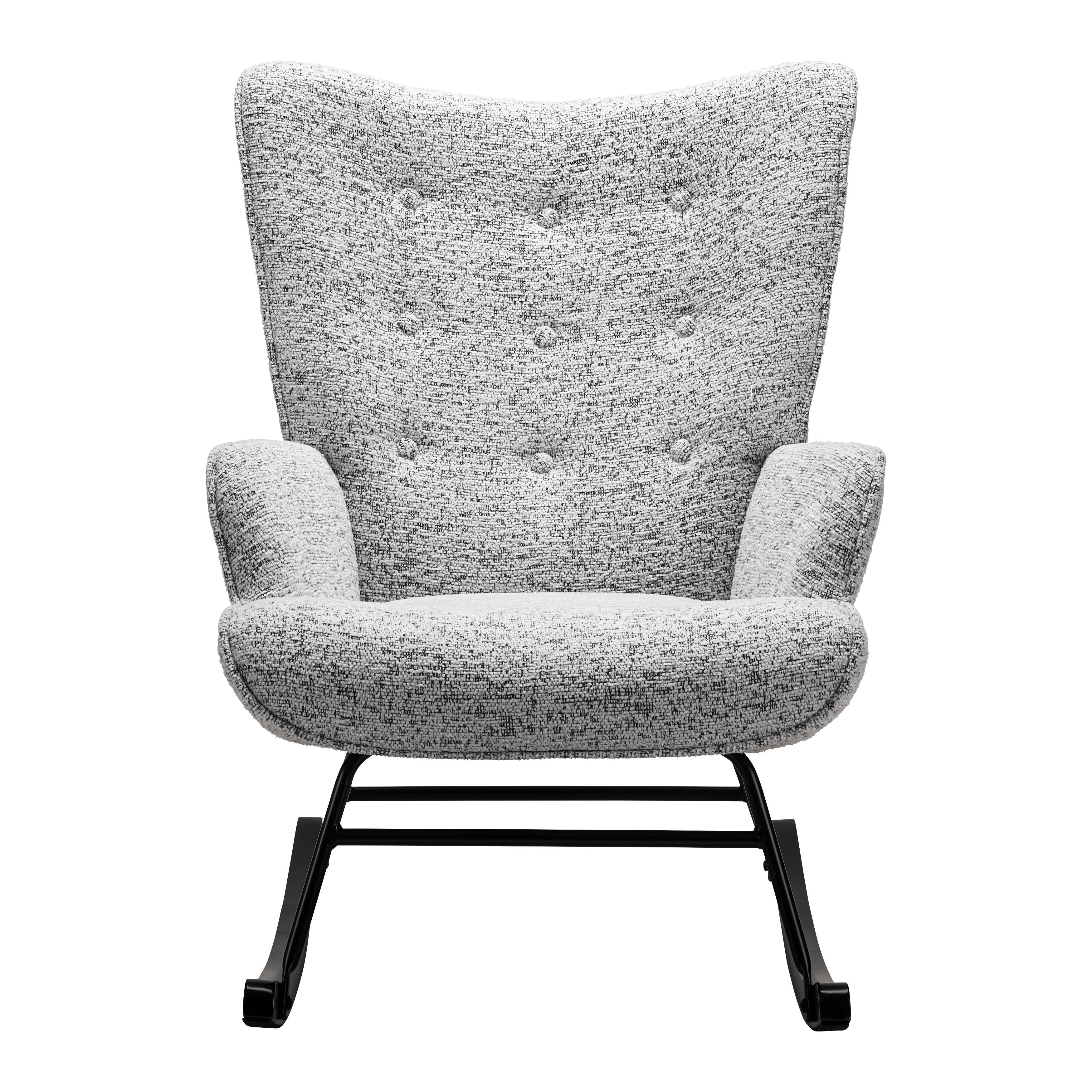 GUNGFÅTÖLJ ROCK - vit/ljusgrå, Modern, metall/trä (66/90/77cm) - Mömax