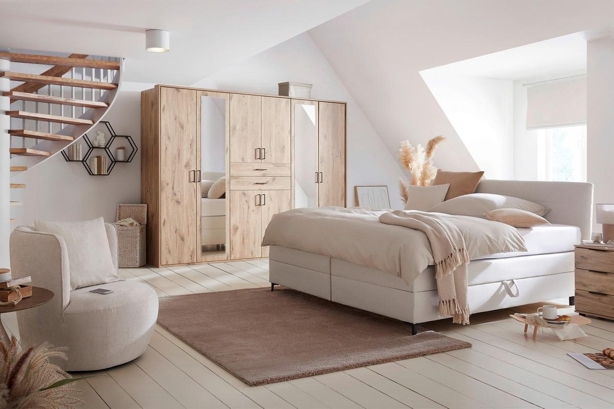 Boxspringbett Bari Creme ca. 180x200cm - Creme/Schwarz, KONVENTIONELL, Textil/Metall (180/200cm) - Mömax