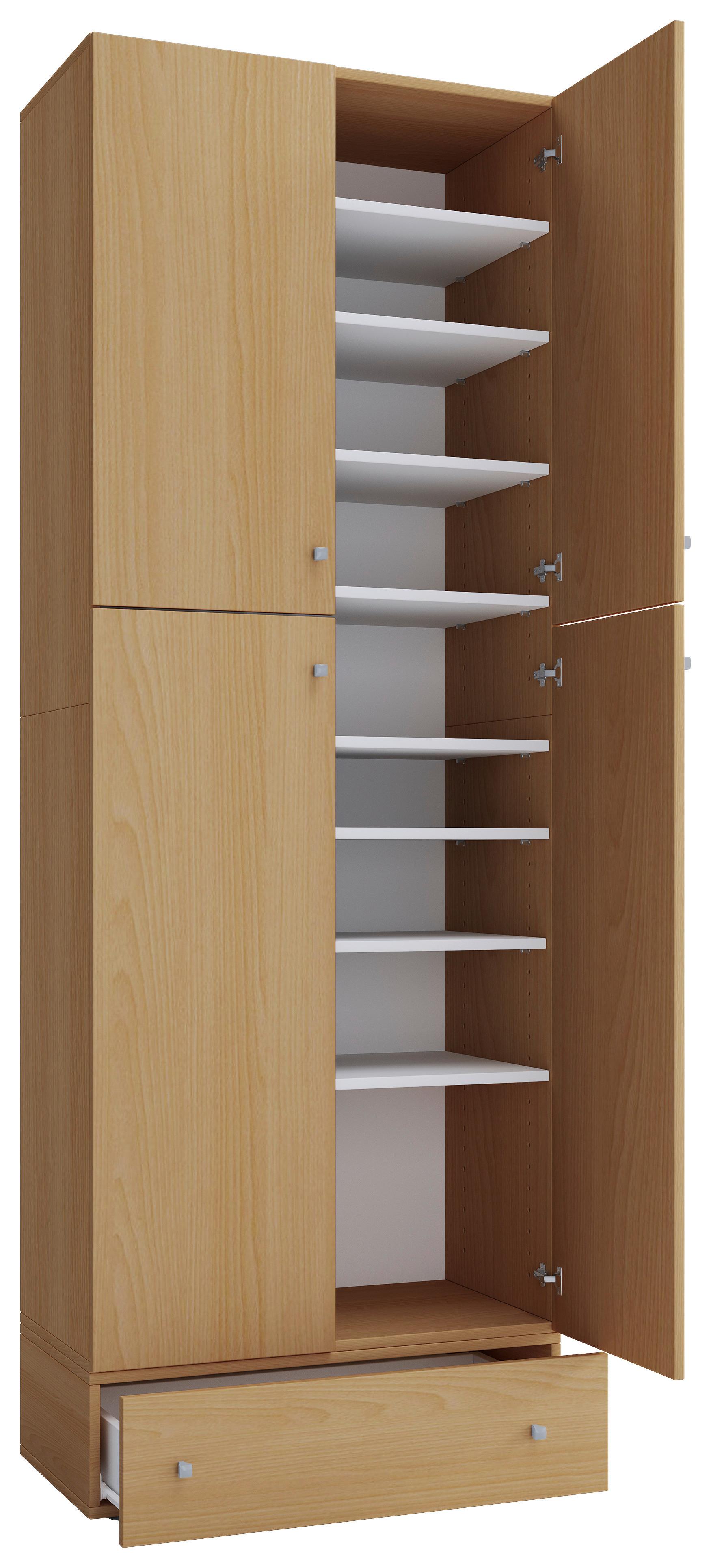 Schuhschrank Lona XXL ca.70x200x39cm Buchefarben - Buchefarben/Schwarz, MODERN, Holzwerkstoff/Kunststoff (70/200/39cm) - MID.YOU