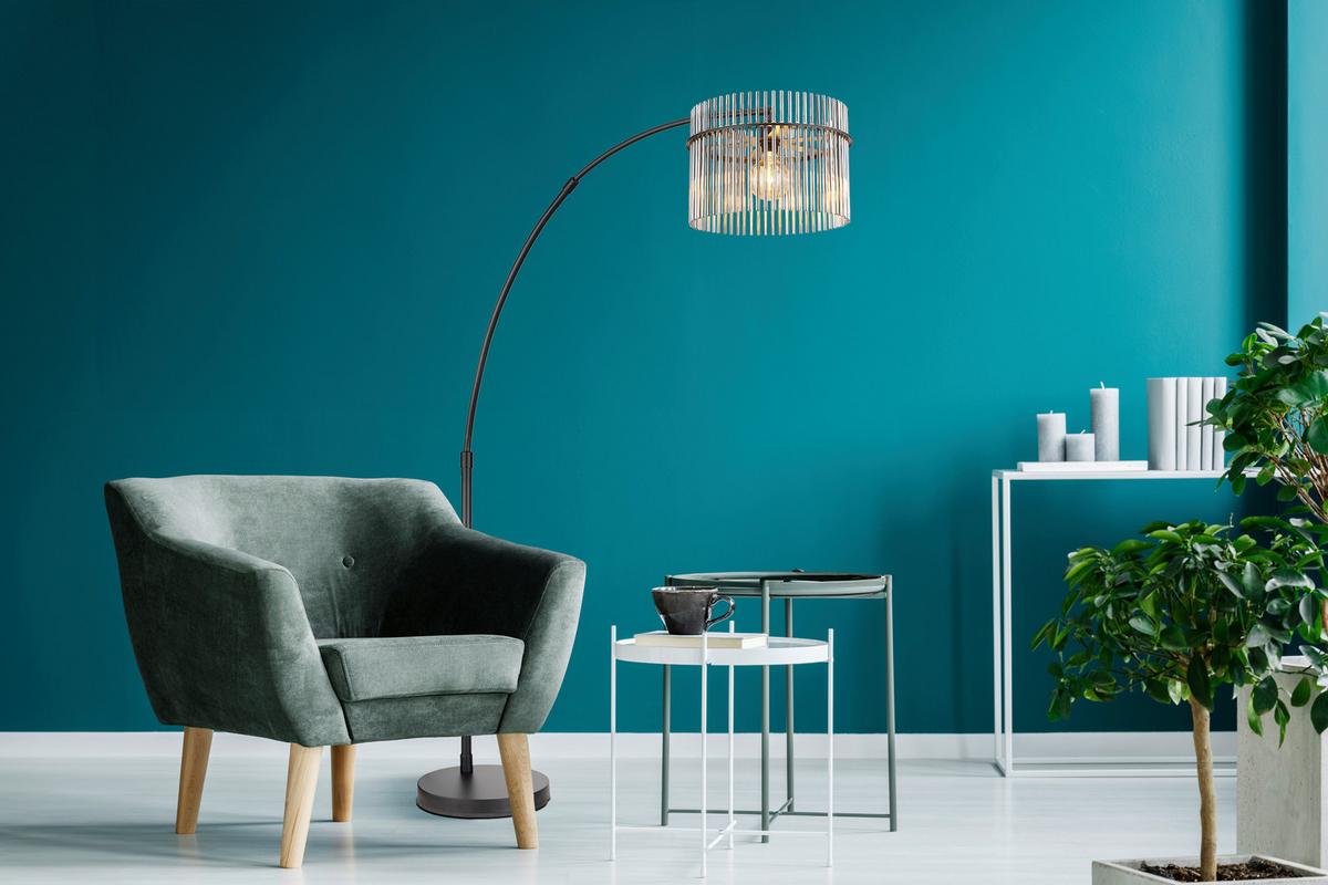 STEHLEUCHTE 15698S1 GORLEY - Schwarz/Grau, Lifestyle, Glas/Kunststoff (120/38/185cm) - Globo