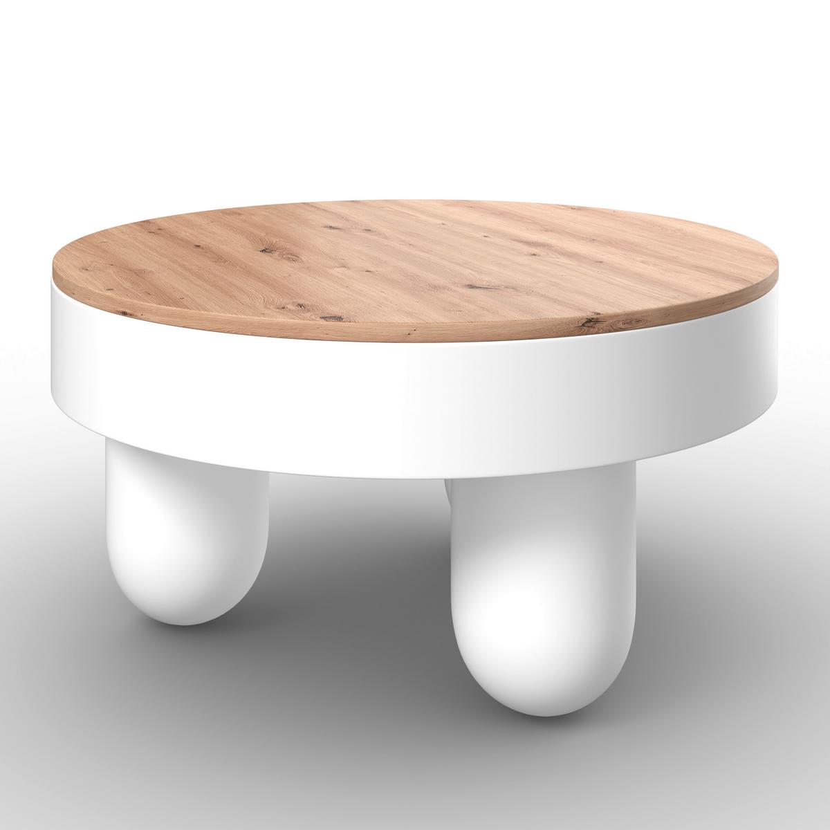 Klubska Miza Gabrielle, Bela, Barva Hrasta - barve hrasta/bela, Moderno, leseni material (80/80/42cm) - Bessagi Home