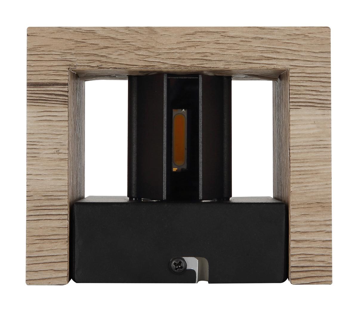 LED-WANDLEUCHTE 15553W1W - Dunkelbraun/Schwarz, Design, Holzwerkstoff/Metall (13,2/11,3/9,8cm) - Globo