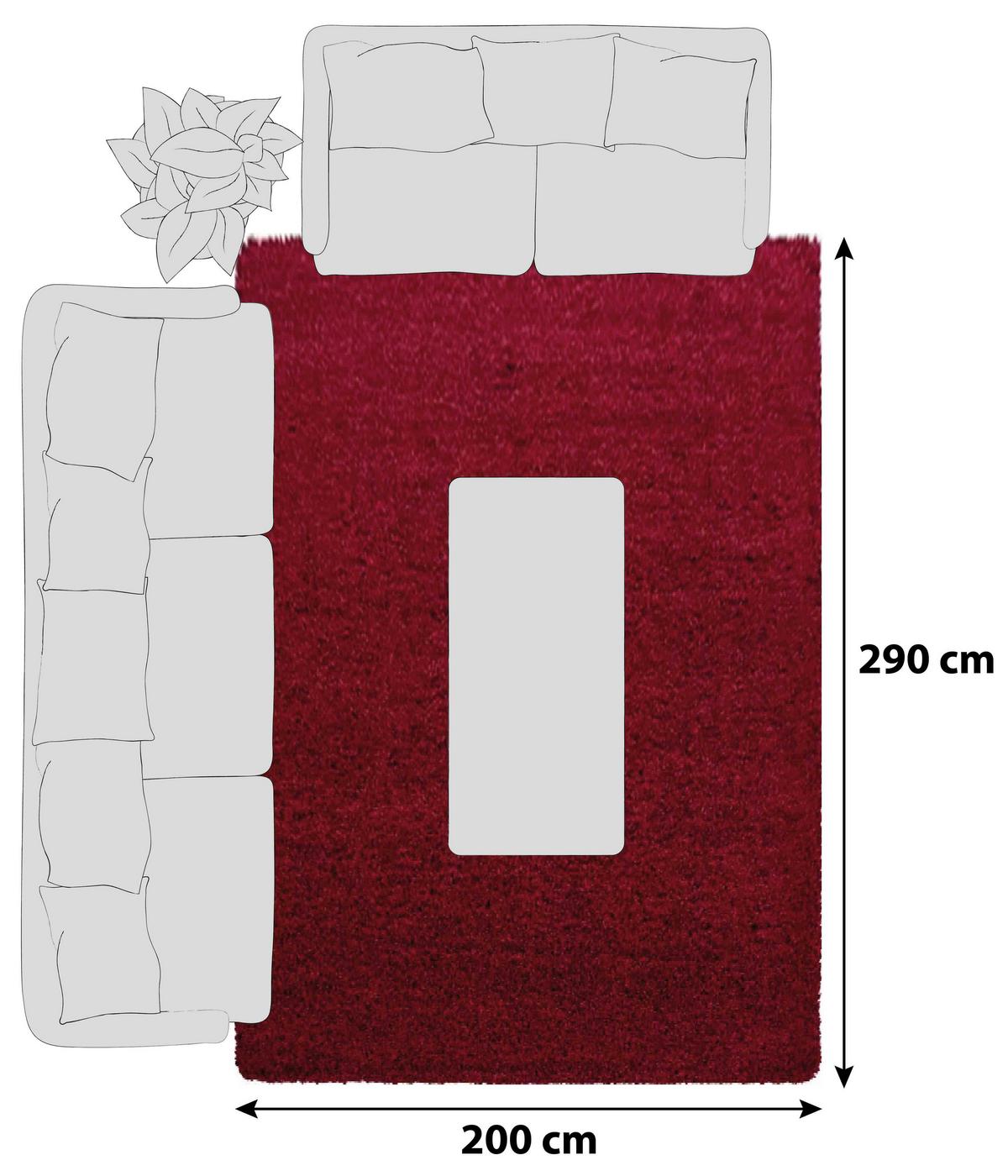 Hochflorteppich Dream Rot ca. 200x290cm - Rot, KONVENTIONELL, Textil (200/290cm) - Novel