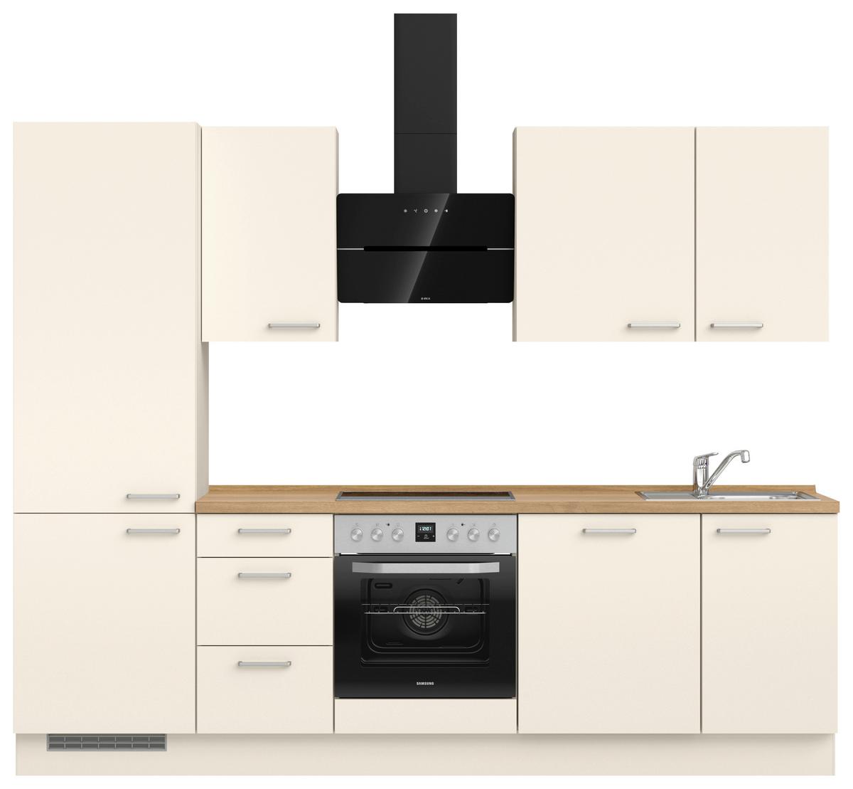 Küchenblock Touch High m. Geräten Magnolie - Edelstahlfarben/Eichefarben, MODERN, Holzwerkstoff/Metall (270cm) - Nobilia