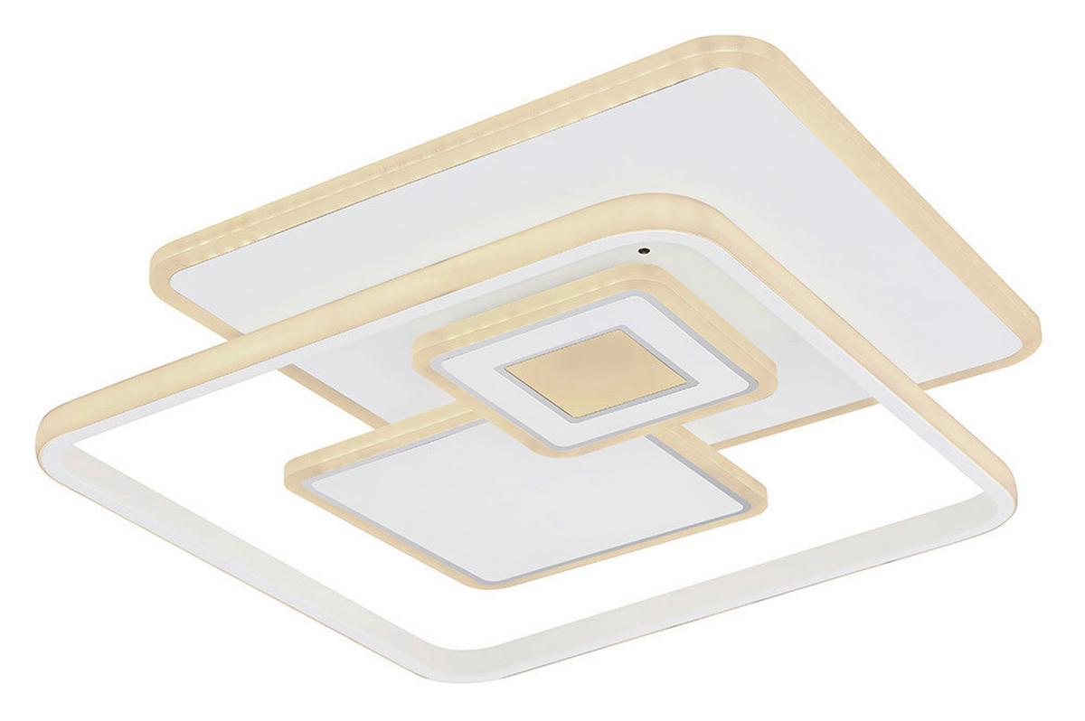 LED-Deckenleuchte Roderick in Weiß max. 50 Watt - Chromfarben/Opal, Basics, Kunststoff/Metall (50/50/6cm) - Globo