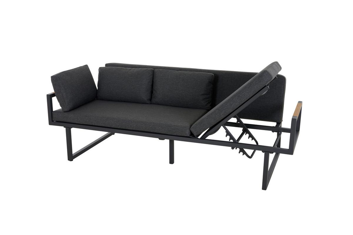 3er-Loungesofa Calera Anthrazit/Echtholz - Anthrazit, Basics, Holz/Textil (219/81/91cm) - Siena Garden