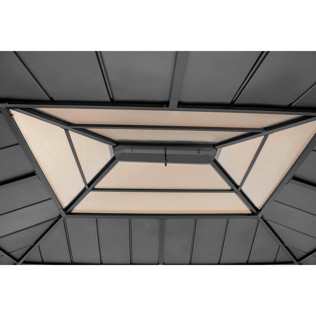 Pavillon Gazebo Bruri Anthrazit Echtholz - Anthrazit, Basics, Kunststoff/Metall (393,5/286,5/335,5cm) - Modante
