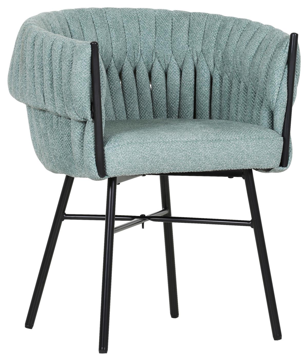 KRZESŁO Z PODŁOKIETNIKAMI TWISTY -BEACH CLUB- - czarny/miętowy, Design, metal/tkanina (65/76/60cm) - Landscape