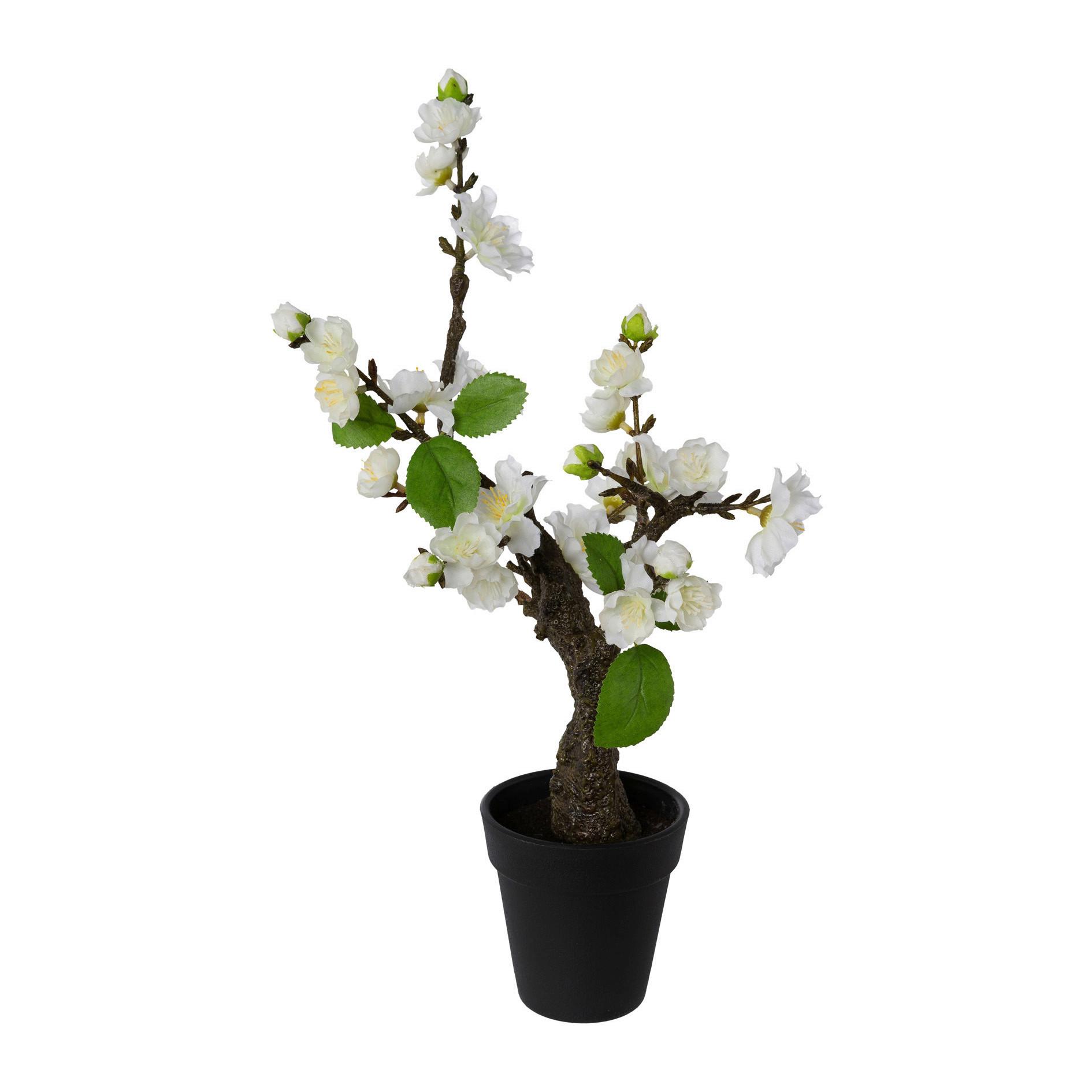 Műnövény White Bonsai - Zöld/Fehér, Basics, Műanyag (32cm) - Modern Living