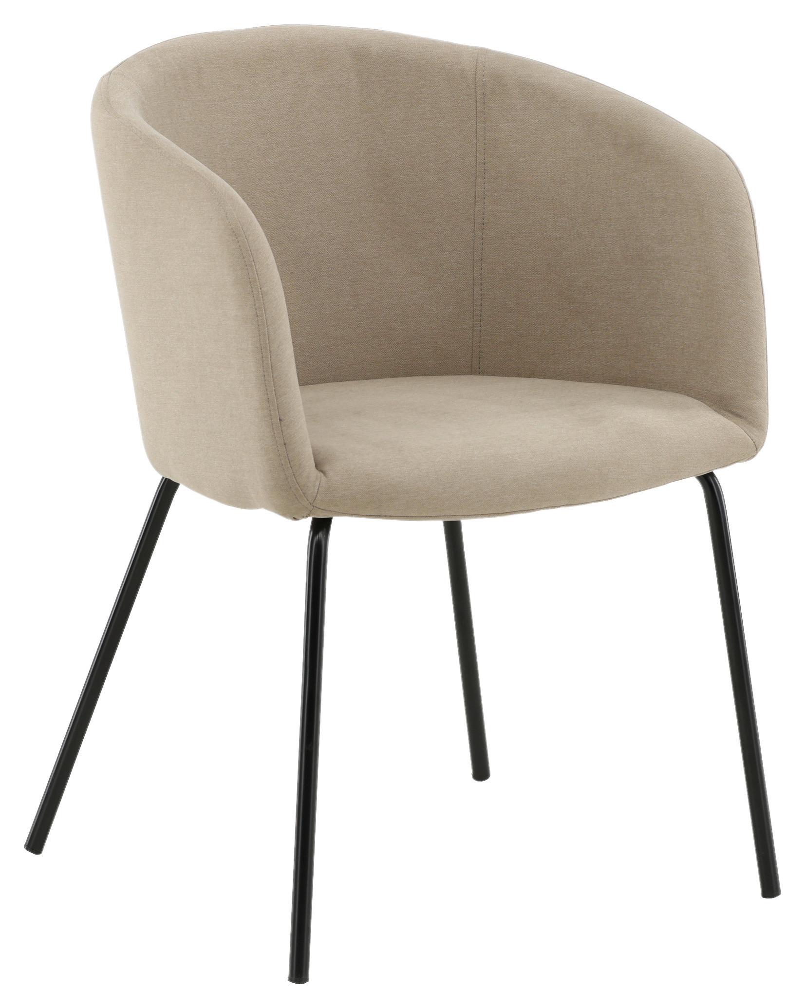 Stuhl Berit ca. 55x78x55 cm Beige - Beige/Schwarz, Design, Holz/Kunststoff (55/78/55cm) - Livetastic