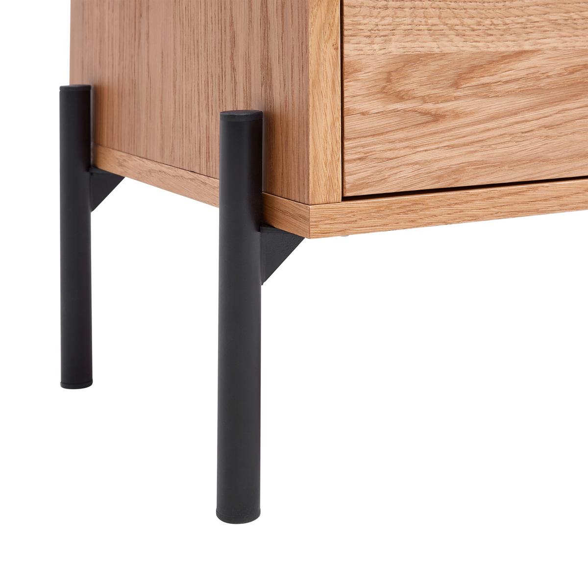 Hochschrank Avanto Eichefarben/Schwarz - Schwarz, Natur, Holz/Metall (43/160/35cm) - ecoTree