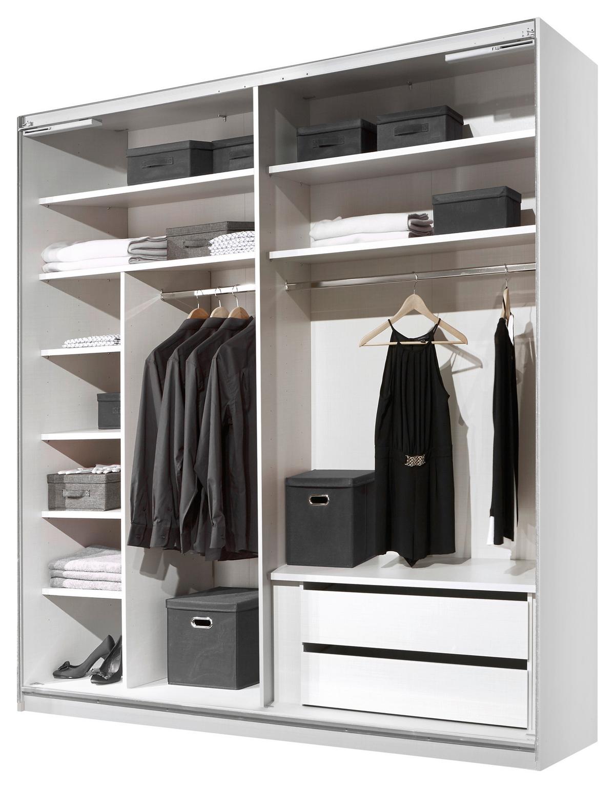 Schwebetürenschrank Includo in Weiß ca. 167x222x68cm - Alufarben/Weiß, MODERN (167/222/68cm) - MID.YOU