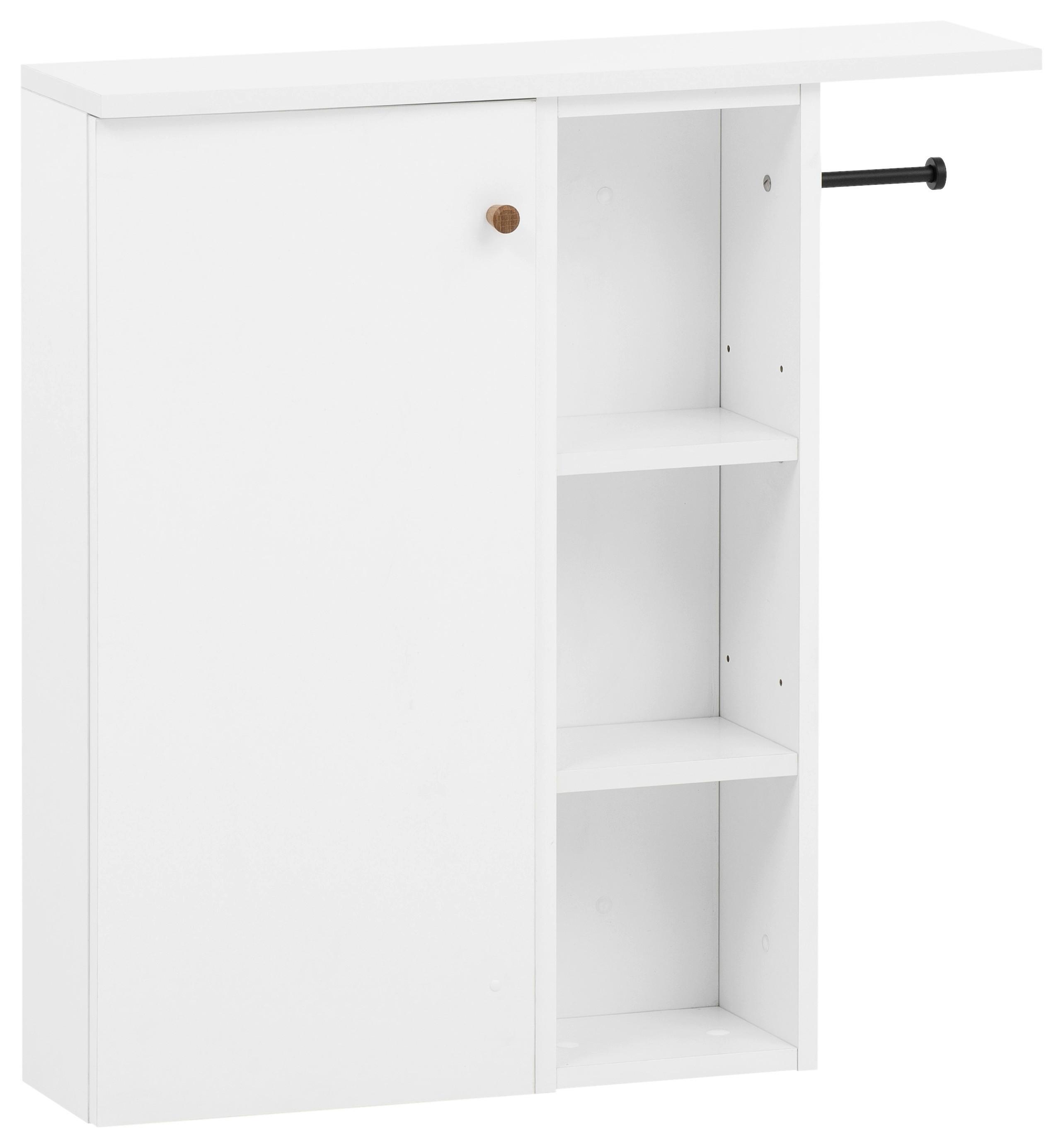 Viseča Omara Bjarne, Bela - barve hrasta/bela, Moderno, leseni material/les (70,7/74,2/17cm) - Stylife