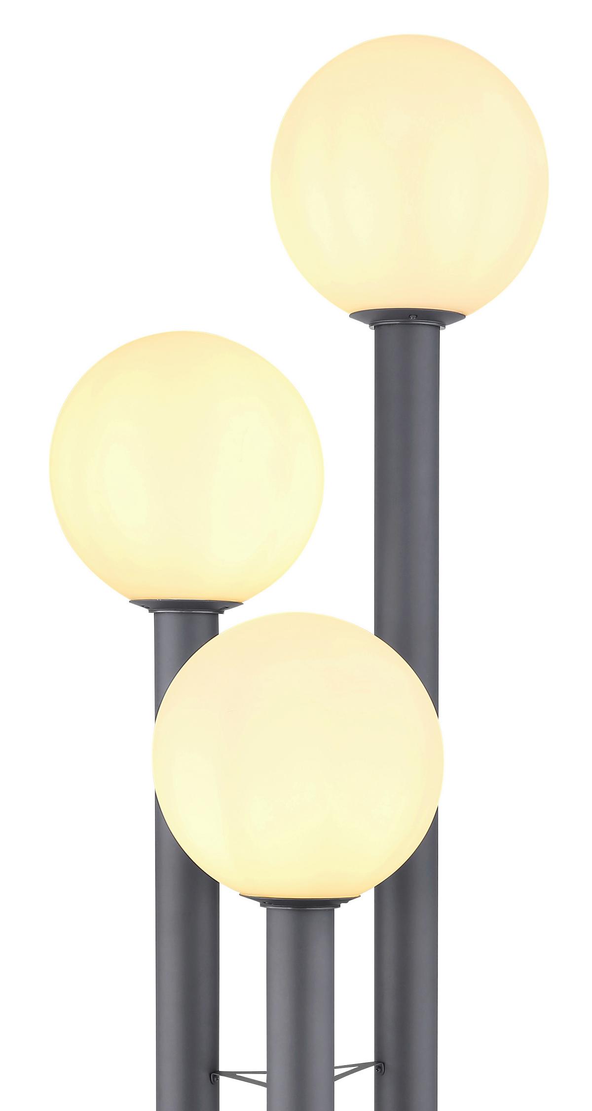 Zunanja Stoječa Svetilka Laura, Črna - bela/opal, Basics, kovina/steklo (45/160cm) - Globo