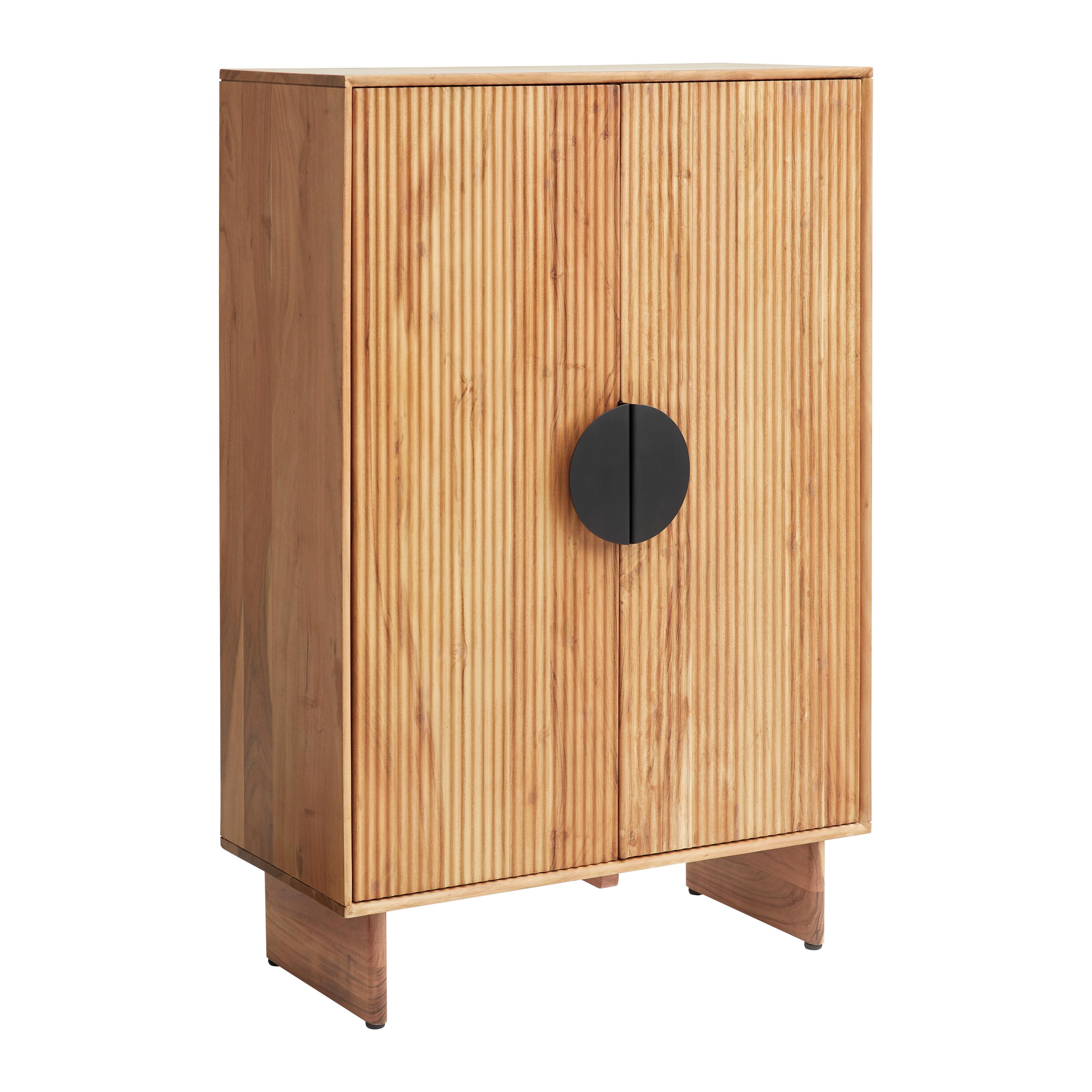 Highboard Rosy Akazienholz vollmassiv - Schwarz/Akaziefarben, LIFESTYLE, Holz/Metall (80/120/38cm) - Premium Living