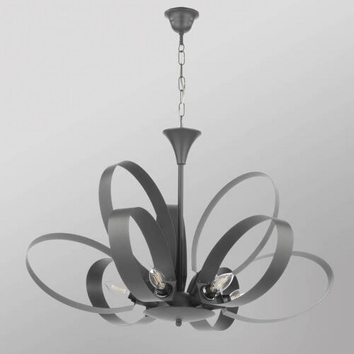 Kronleuchter Serena Grau max. 6 Watt - Grau, Design, Metall (75/115cm)